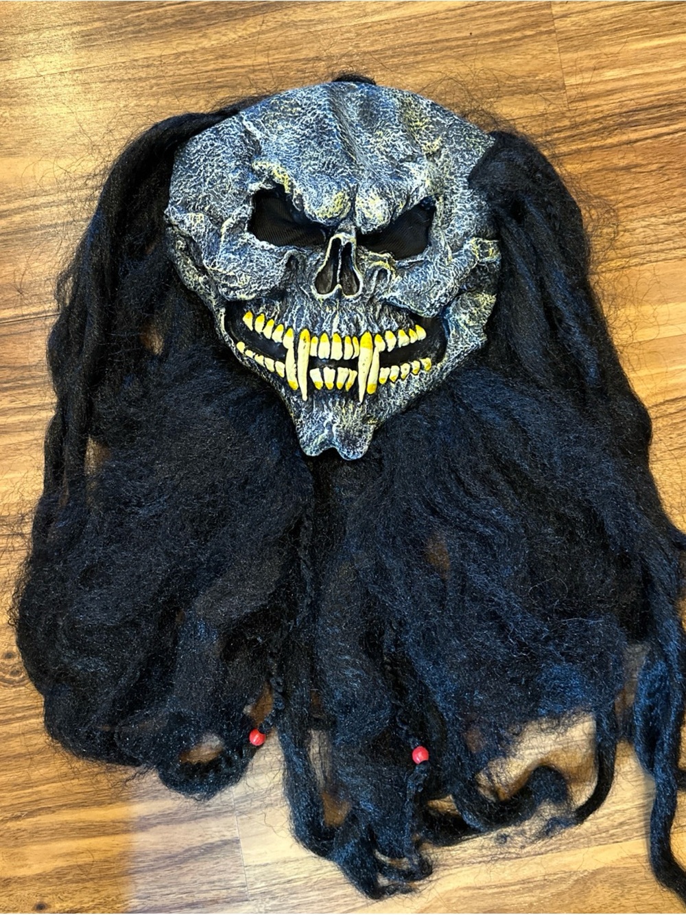 Fearsome Faces Mask Skull Hair Creepy Halloween Party Adult Spooky Easy